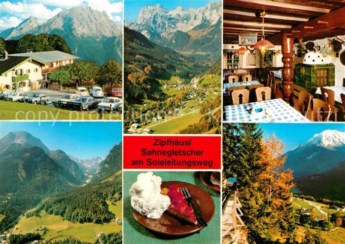 Ramsau Berchtesgaden Berggasthof Pension Zipfhaeusl Sahnegletscher mit Watzmann