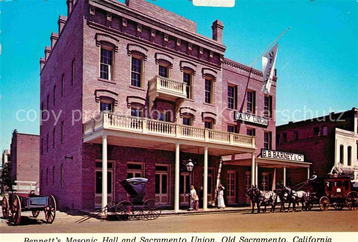 Old Sacramento California Bennetts Masonic Hall and Sacramento Union