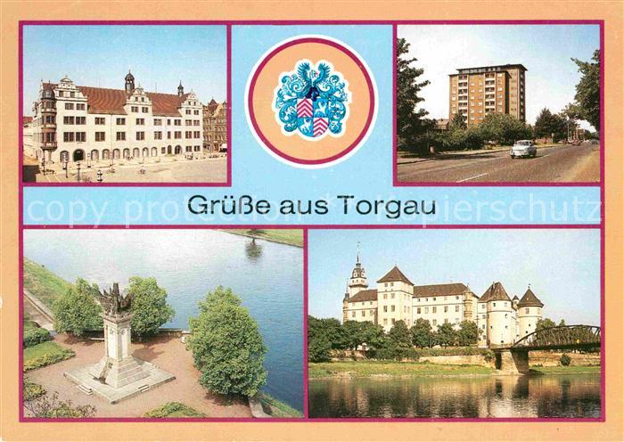 Torgau Rathaus Hochhaus Eilenburger Strasse Denkmal der Begegnung Schloss Harten