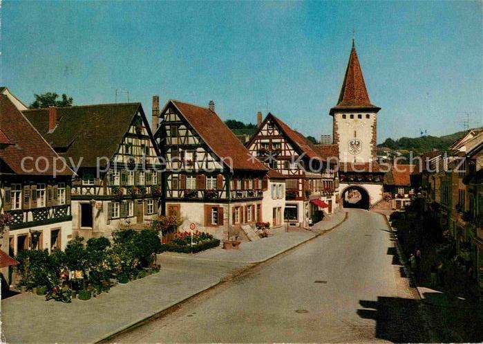 Gengenbach Victor Kretz Strasse Fachwerkhaeuser Turm Torbogen