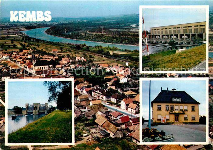 Kembs Elsass Vue aerienne Usine EDF Ecluse Hotel de Ville