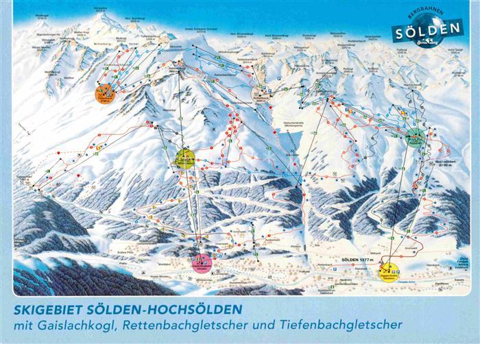 Soelden oetztal uebersichtskarte Skigebiet oetztaler Alpen aus der Vogelperspekt