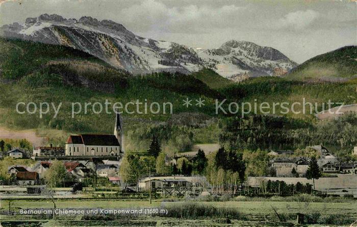 Bernau Chiemsee mit Kirche und Kampenwand