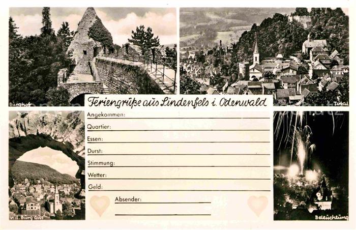 Lindenfels Odenwald Burghof Panorama Burgblick Illumination