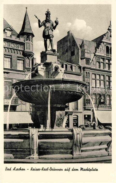 Bad Aachen Kaiser Karl Brunnen auf dem Marktplatz