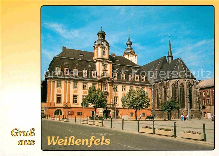 Weissenfels Saale Rathaus und Stadtkirche St Marien