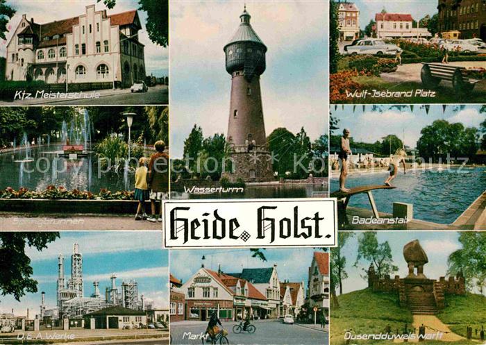 Heide Holstein Kfz Meisterschule Wasserturm Wulf Isebrand Platz Springbrunnen Ba