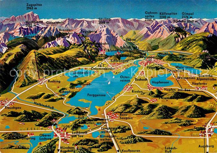 Forggensee Schwangau Panoramakarte