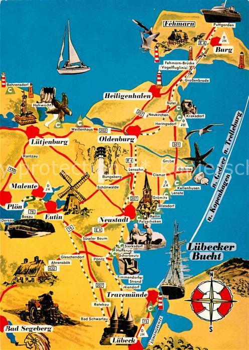 LueBECK  CITY Panoramakarte der Luebecker Bucht