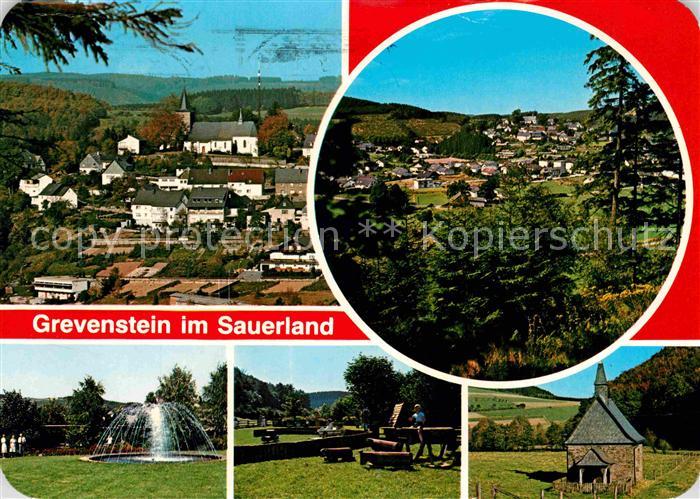 Grevenstein Teilansichten Panorama Springbrunnen Kapelle