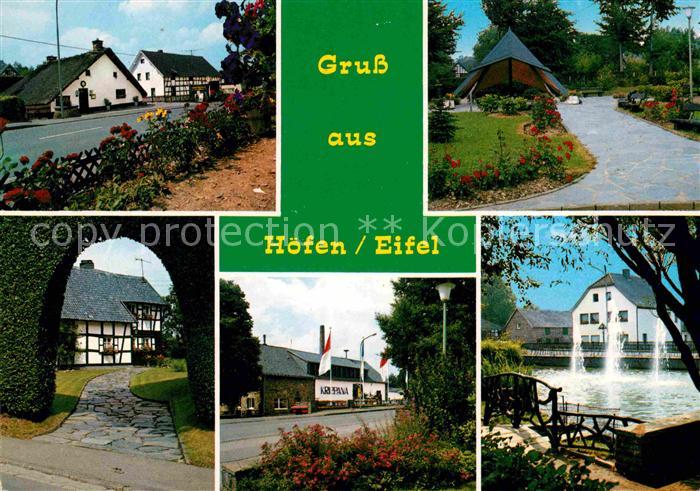 Hoefen Monschau Strassenpartie Park Tor Fachwerkhaus Springbrunnen