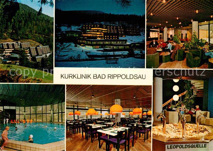 Bad Rippoldsau Schwarzwald Kurklinik mit Kurmittelhaus Hallenbad Speisesaal Leop