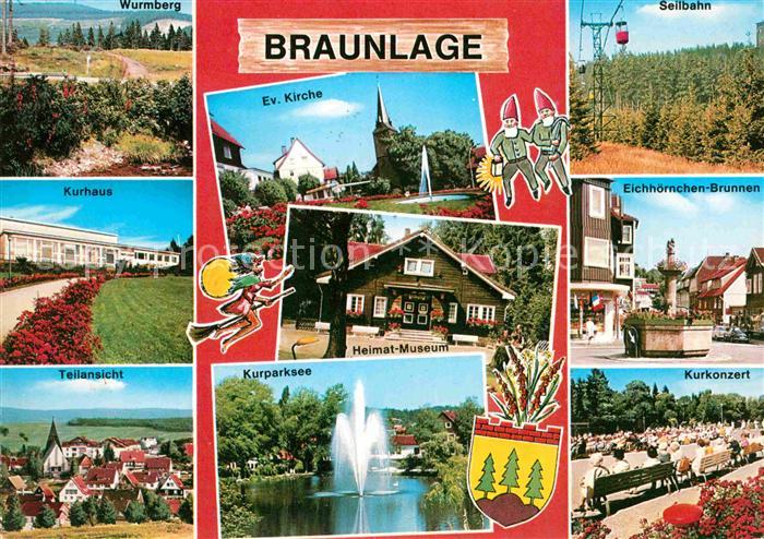 Braunlage Harz Wurmberg Kurhaus Teilansicht Kurparksee Ev Kirche Seilbahn Eichho