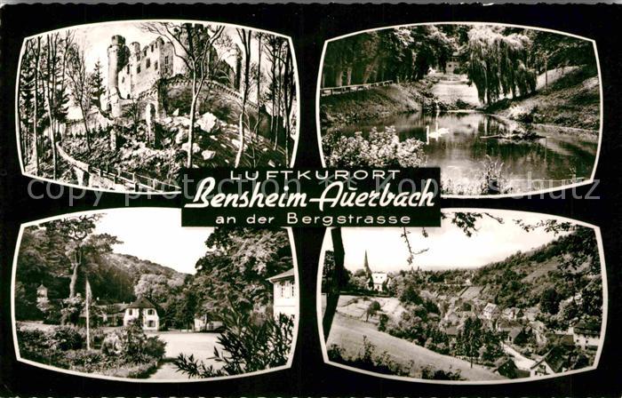 Auerbach Bergstrasse Teilansichten Luftkurort Schloss Schwanenteich