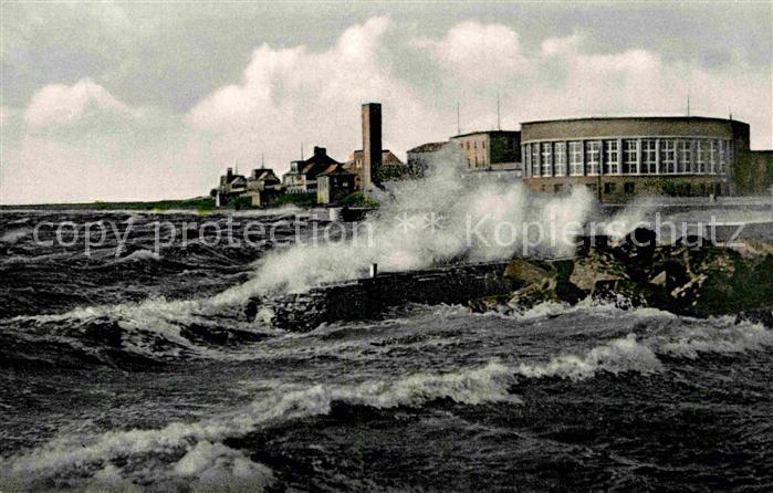 Wilhelmshaven  CITY Strandhalle Strandhaeuser bei Sturmflut Nordseebad
