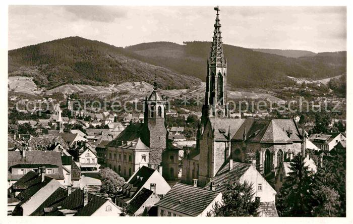 Buehl Baden Ortsansicht mit Kirche Blick zum Schwarzwald