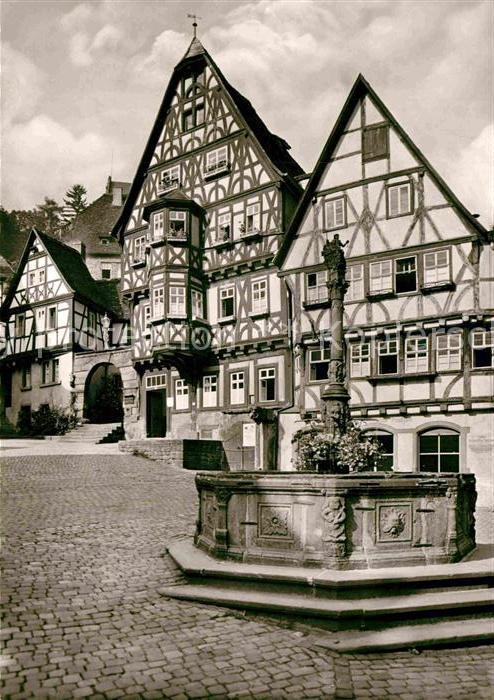 Miltenberg Main Marktplatz Fachwerkhaeuser Brunnen erbaut um 1500