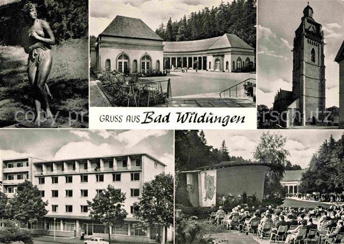 Bad Wildungen Nymphe Wandelhalle Stadtkirche Sanatorium Helenenquelle Kurkonzert