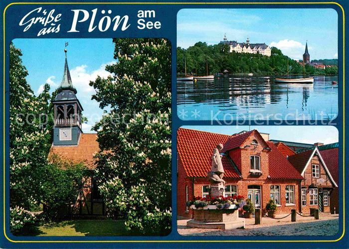Ploen See Kirche Schloss Brunnen Statue Holsteinische Schweiz