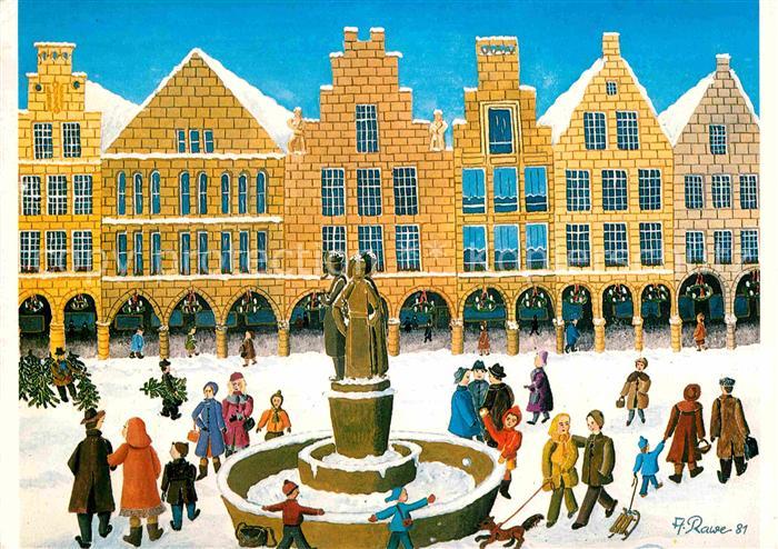 Muenster Westfalen Lambertusbrunnen Kuenstlerkarte