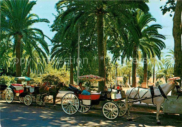 Malaga Andalucia Paseo del Parque Parkpromenade Pferdedroschken