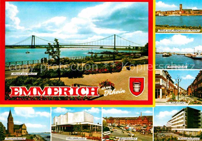 Emmerich Rhein Uferpromenade Bruecke Kirche Stadttheater Geistmarkt Kassstrasse