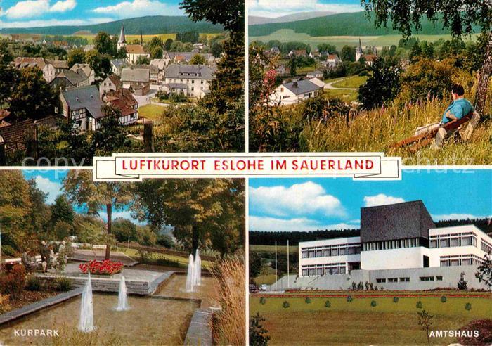 Eslohe Sauerland Ortsansicht mit Kirche Kurpark Amtshaus