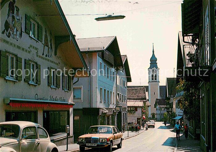 Sonthofen Oberallgaeu Marktstrasse Blick zur Kirche