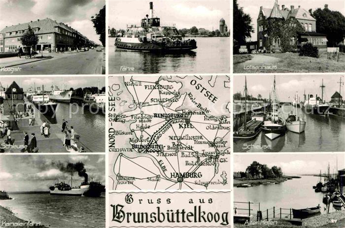 Brunsbuettelkoog Koogstrasse Kanalfahrt Schleuse Hafen Faehre Lotsenhaus