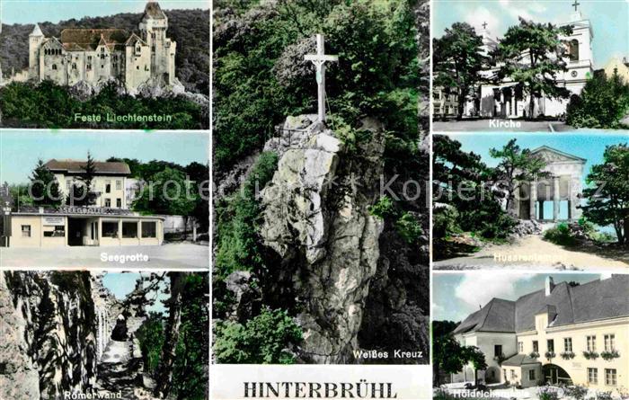 Hinterbruehl Niederoesterreich Kirche Feste Liechtenstein Seegrotte Weisses Kreu