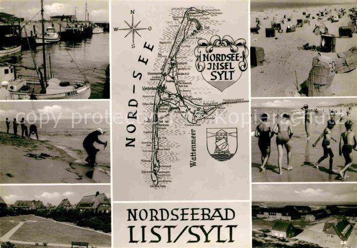 List Sylt Hafen Strand Teilansicht Landkarte