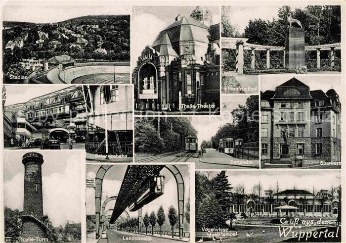 WUPPERTAL NRW Stadion Toelle Turm Landstrecke Schwebebahn Thaila Theater Ehrenfr