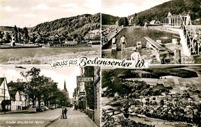 Bodenwerder Weser Bootsanleger Freibad Grosse Strasse Markt Panorama Blick von d