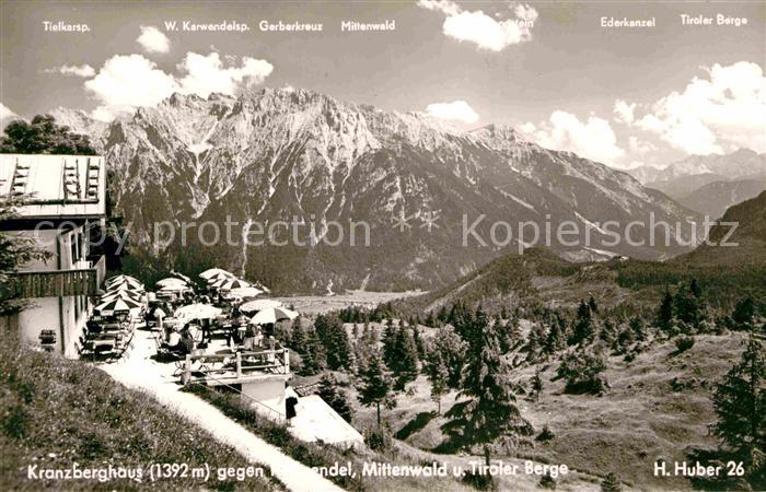 Kranzberghaus gegen Karwendel Mittenwald und Tiroler Berge Huber Karte Nr 26