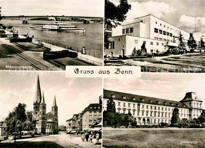 Bonn Rhein Rheinpromenade Dampfer Bundeshaus Universitaet Muenster