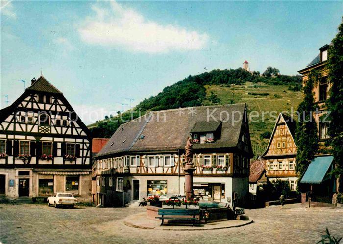 Heppenheim Bergstrasse Markt Brunnen Fachwerkhaeuser Schlossberg