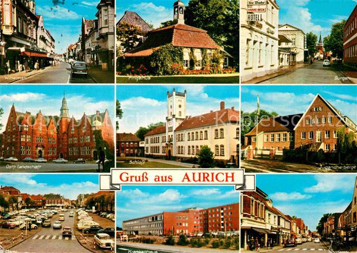 Aurich Ostfriesland Strassenpartien Pingelhus Schloss Jugendherberge Markt Krank