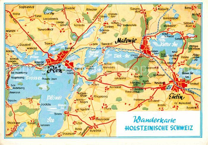 Ploen See Wanderkarte Holsteinische Schweiz Seenlandschaft