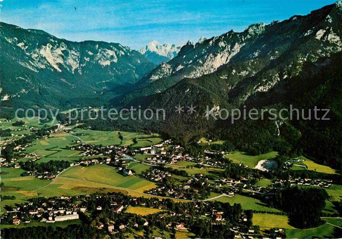 Bayerisch Gmain mit Untersberg Hohem Goell und Lattengebirge Fliegeraufnahme