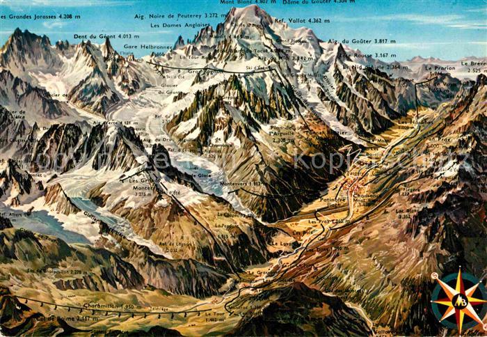Chamonix Panorama de la Vallee et les Alpes a vol d oiseau