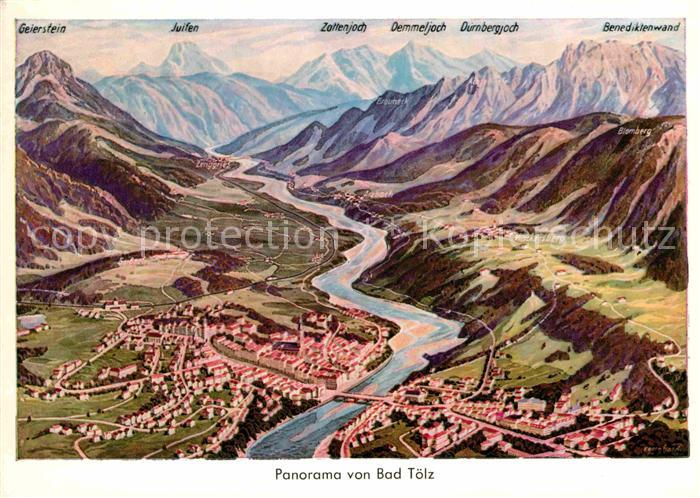 Bad Toelz Panorama Alpen aus der Vogelperspektive