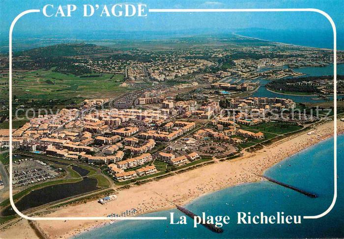 Cap-d Agde La plage Richelieu et le port vue aerienne