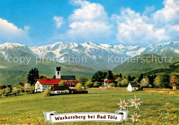 Wackersberg Bad Toelz Ortsansicht mit Kirche Benediktenwandgruppe