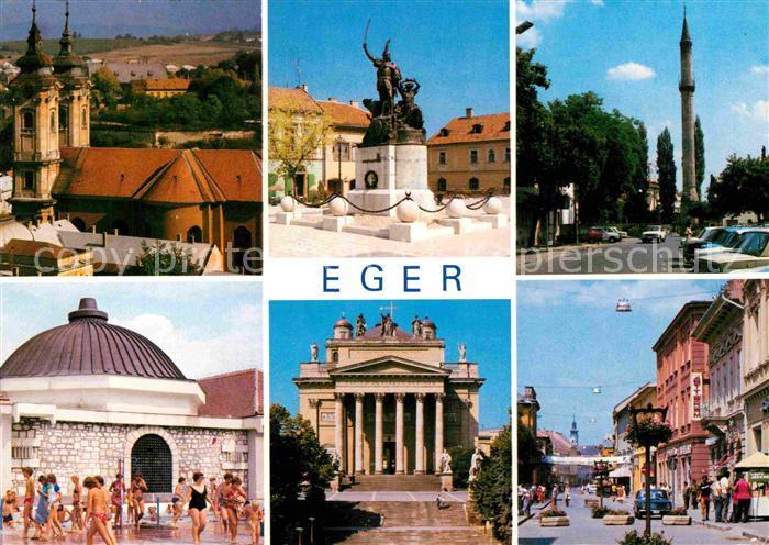 Eger Ungarn Kirche Denkmal Minarett Kathedrale Strassenpartie
