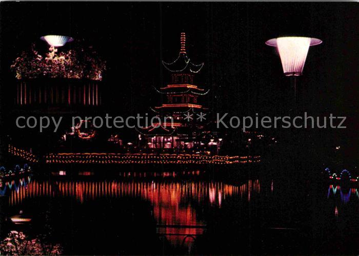 Kopenhagen Tivoli Der Chinesische Turm Nachtaufnahme