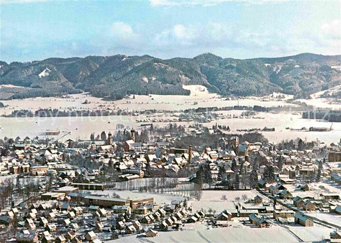 Isny Allgaeu Winterpanorama mit Allgaeuer Alpen Fliegeraufnahme
