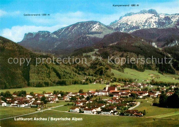 Aschau Chiemgau Luftkurort mit Kampenwand Chiemgauer Alpen Fliegeraufnahme