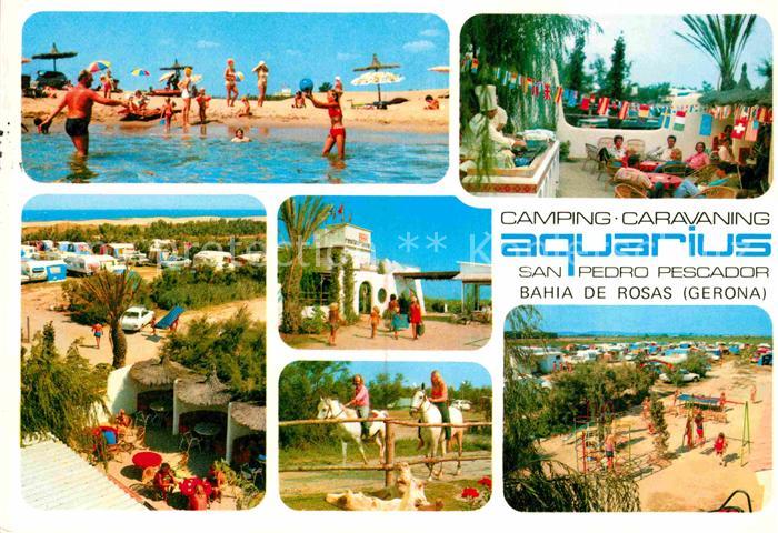 Rosas Costa Brava Cataluna Camping Caravaning Aquarius Strand Reiten