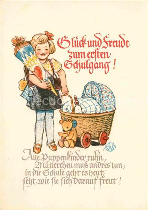 Schule School Ecole Escuela Scuola-- Einschulung Kind Schultuete Kinderwagen Ted