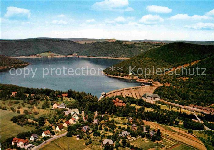 Edertal Sperrmauer Schloss Waldeck Luftaufnahme